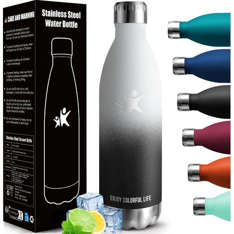 Gourde Isotherme - 1000ML - Gourde Inox sans BPA Sport Étanche, Réutilisable, Bouteille Isotherme, Processus de revêtement en Poudre, Bouteille pour Running, Bureau, École (1/5)