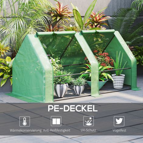 Serre Outsunny à fenêtre zippée, serre d'hiver en acier et aluminium, abri chaud pour balcon, jardin, 180 x 90 x 90 cm, tunnel à tomates, légumes, fleurs, plantes vertes (1/4)
