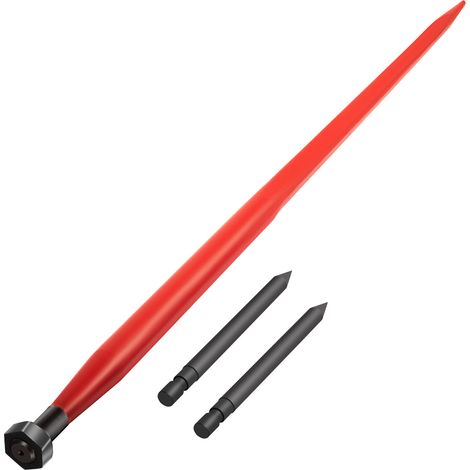 VEVOR Hay Spear 49\" Bale Spear 3000 lbs Capacity, Bale Spike Quick Attach Square Hay Bale Spears 1 3/4\" Wide, Red Coated Bale Forks, Bale Hay Spike with 2 Stabilizer Spears Conus 2 (1/5)