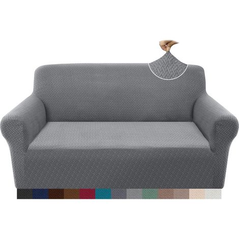 Sofa cover, jacquard, 2-seater, super soft, non-slip, stretchable, four-season, universal, for dogs, cats, pets, 2-seater, light grey (1/5)