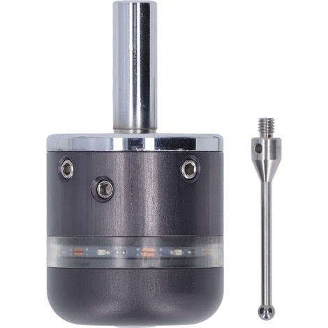 Palpeur 3D étanche pour fraiseuse CNC, sonde de digitalisation à contact avec pointe sphérique 4mm, corps métallique gris-vert, éclairage LED vert (1/5)