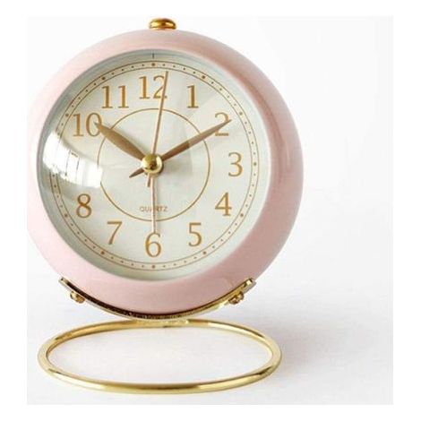 Silencieux, pas tickender Morgenwecker, pas tickender Nachttischwecker avec Veilleuse, Rétro-Réveil, mouvement à Quartz, fonctionnant sur batterie Horloge, Schlafzimmerwecker (Rose) (1/5)