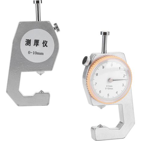 Jauge d'épaisseur portable pour l'argent, permettant une mesure précise de l'épaisseur des bijoux et du cuir sur les planches à découper (0-10 mm), avec tête conique. (1/5)