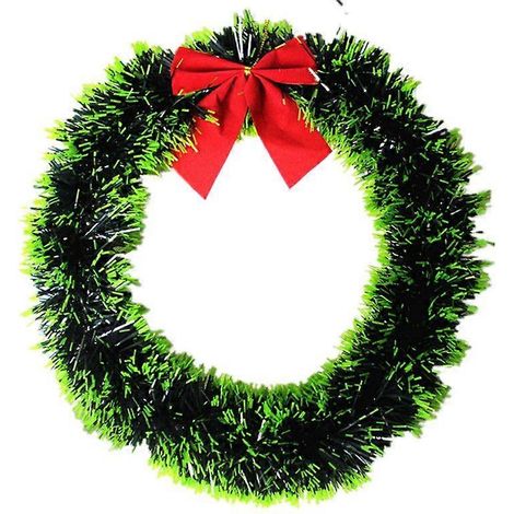 Couronne de Noël en nœud papillon vert garance, décoration de vitrine d'hôtel ou de magasin (bord vert) (1/4)