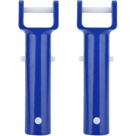 Clip de Piscine, Matériau ABS Bleu Piscine Pince en Forme de V Pince de Tête de Brosse Poignée de Rechange Accessoires de Piscine pour la Plupart des Têtes D'aspiration Standard 2 Pièces- (1/5)