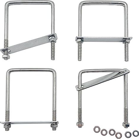 4 Pcs Boulons en U Carrés Acier Inoxydable 304 M8x120x80mm Carré Tube avec écrous, plaque de cadre pour Fixation des Tuyaus Corde Boulon - (1/5)
