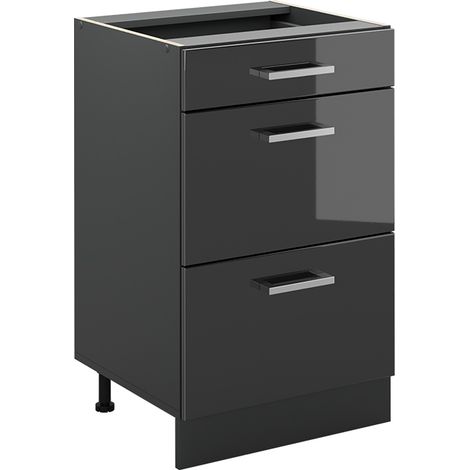 Mobiletto base per cucina R-Line, Antracite lucido/Antracite, 50 cm senza piano di lavoro, Vicco (1/5)