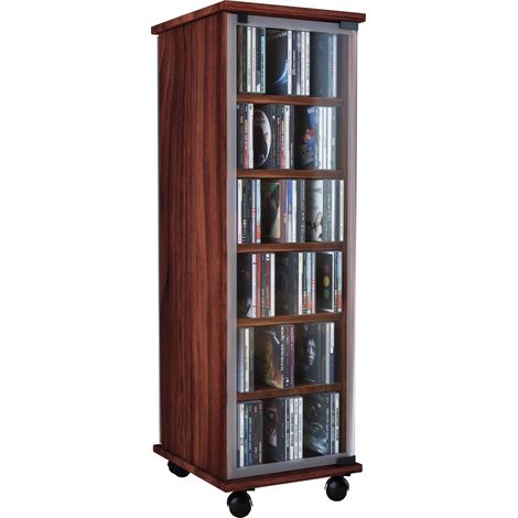 Madera CD DVD Stand Estante Valenza Puerta de vidrio 98x31x35 - VCM