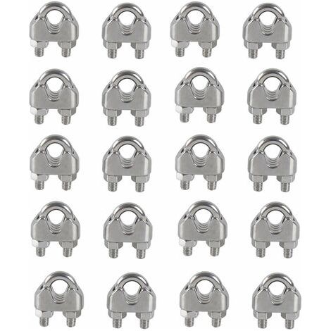 BUNTHAUS M4 Serre-câbles Etrier U Boulon Clip de Câble 304 Acier inoxydable Selle de pince de Câble Câble métallique Clips pour etendoir linge exterieur20PCS (1/5)