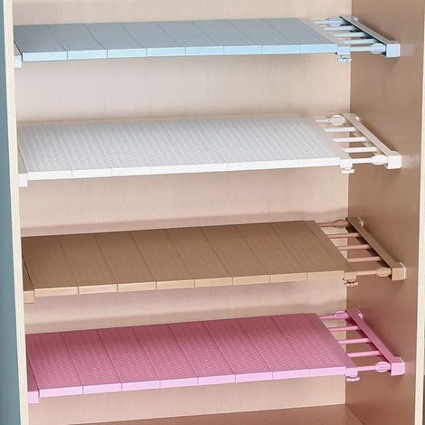 (blanc 34 cm - 38 cm - 55 cm) Organisateur de placard/penderie, étagère de rangement murale réglable, étagère de cuisine, étagères décoratives, support de meuble (1/4)