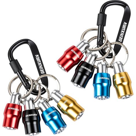8 Pieces Screwdriver Bit Holders with Key Ring, 1/4 Inch Hex Shank Screwdriver Bit Holder, Quick Change Aluminum Alloy Bit Holder for DIY Outdoor (1/5)