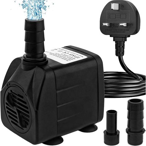 Mini Submersible Water Pump (600L/H, 10W) Adjustable Ultra Quiet Fountain Water Pump for Aquarium, Fish Tank, Pond, Statuary, Hydroponics, Indoor or Outdoor Fountain with 1.5M Power Cord and 2 Nozzles (1/5)