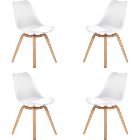 Lot de 4 chaises scandinave "Emy" - Blanc - L 45 x P 58 x H 82 cm - Livraison gratuite (1/4)