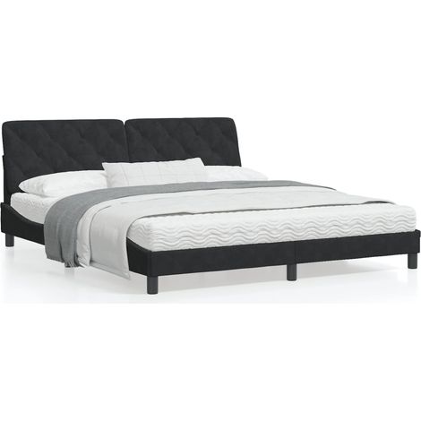 Lit avec matelas noir 180x200 velours (1/5)