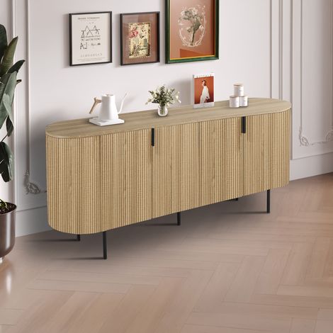 Buffet bas 4 portes 200x45x80 cm effet chëne - SOLARIS