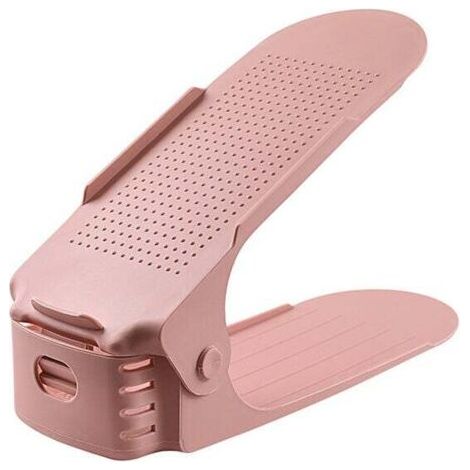 QORVA-Rangement réglable double couche épaissie étagère à chaussures support de chaussures en couches maison dortoir étagère de rangement de chaussures armoire à chaussures support rose