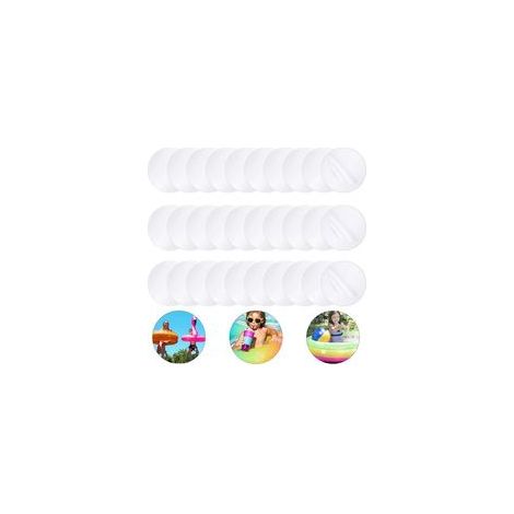 30pcs Kit Reparation Piscine,Kit Reparation Pool Gonflable,Rustine Matelas Gonflable,Transparente Rustine Piscines, Kit de Réparation pour Variété d'Objets Gonflables,Caoutchouc PVC,Kayaks-φ7.5 (1/4)