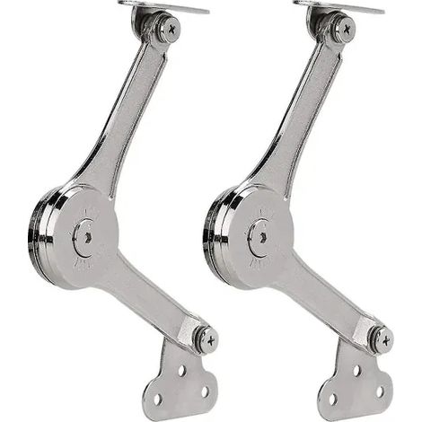 Zwei robuste Deckelstützscharniere mit Soft-Close-Funktion sind klappbar und dienen zur Sicherung der Schrankdeckel. (1/4)