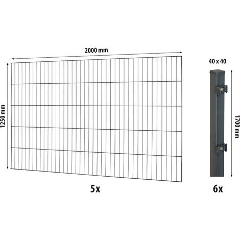 Classic ES-Mattenzaun-Set 1250 L=10m,anth,mit Pfosten Classic