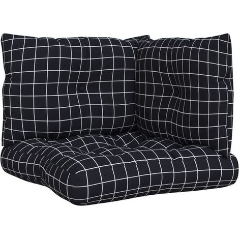 Coussins de plateau, lot de 3, motif à carreaux noirs, tissu Oxford. (1/5)