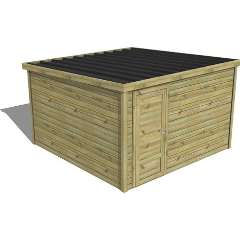 ABRI DE JARDIN bois traité 27mm, Essentiel, 3,4x3,4m, 12m2 (1/3)