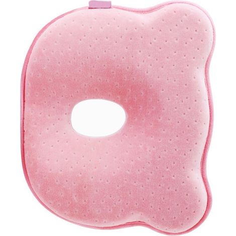 Oreiller bébé en mousse douce et respirante, design concave, pour nourrissons et jeunes enfants de 0 à 12 mois, rose bébé (1/5)