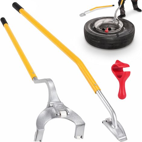 Levier Démonte Pneus Poids Lourds 571-622 mm Démonte Pneu Acier Barre Montage Démontage Manuel 3 Outils de Changement de Pneu Maintien Talons Décolle-talon pour Camion Sans Chambre à Air Jaune (1/5)