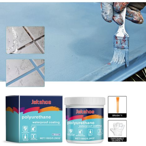 Blaue wasserdichte und leckageabdichtende Beschichtung, wasserdichter Klebstoff, Abdichtungsmittel für Badezimmerdächer und Außenwände -- Wasserdichte und leckageabdichtende Beschichtung 150 g + Pinse (1/5)