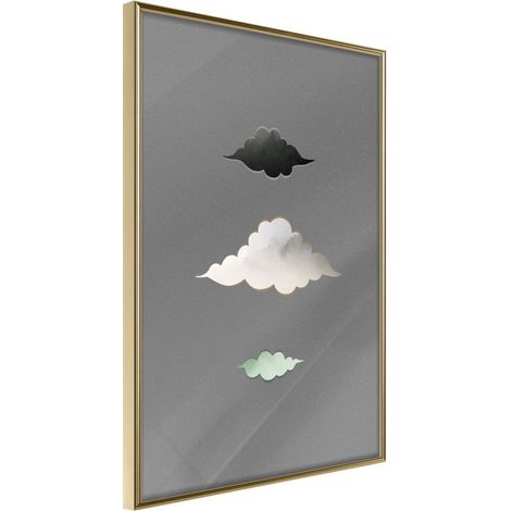 Affiche Murale Encadrée "Cloud Family" 21 x 30 cm Or