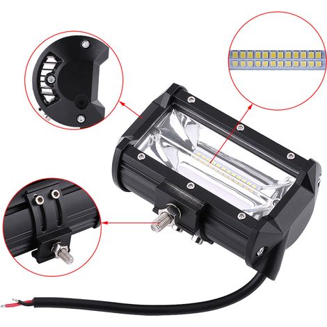 Barre lumineuse de travail LED 5 pouces 72 W, projecteur spot/flood, pour Jeep, camion, bateau et tout-terrain (1/5)