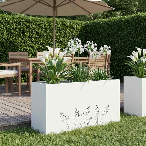 vidaXL Macetero de Jardín Blanco 100 x 30 x 49 cm (1/5)