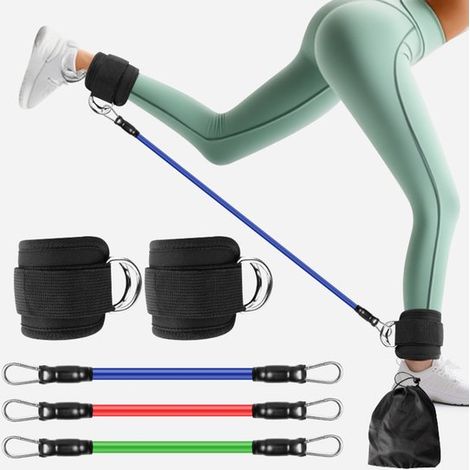 Fascia elastica di resistenza unisex con fibbia a cinghia singola - Fascia regolabile per allenamento delle gambe, adatta per esercizi come calci all'indietro e sollevamenti dell'anca - per palestre d (1/4)