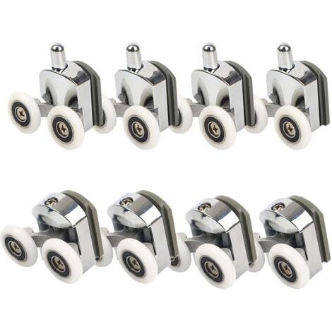 8 roulettes de porte de douche, 23mm alliage d'aluminium, glissement, pour verre 4-6mm, salle de bain (1/5)