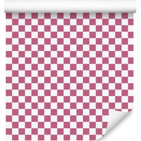 Papel pintado a cuadros rosa empolvado, parte superior rosa empolvado 50x1000 cm (1/5)
