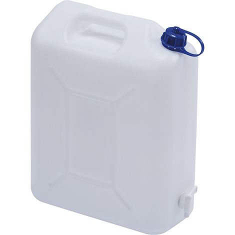 Kanister mit Abfüllhahn - lebensmittelechter Behälter, ideal für Haushalt und Gewerbe, Kunststoff weiß 20 Liter - HDPE