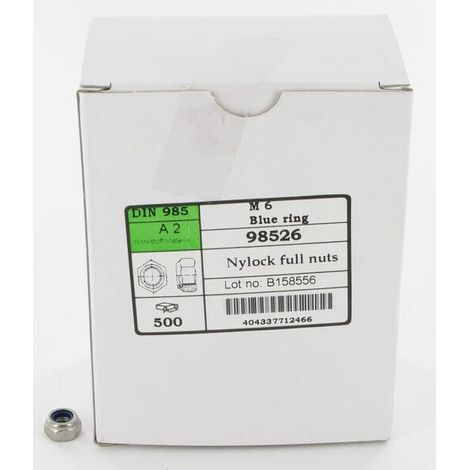 Tuerca hexagonal autoblocante DIN985 M6x1.00 acero inox. A2 UNIVERSAL 9856RVSP500 (1/2)
