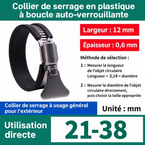 Lot de 5 colliers de serrage avec poignée Ø 21-38 mm en inox 304 21-38 5 1 kg – Livraison gratuite