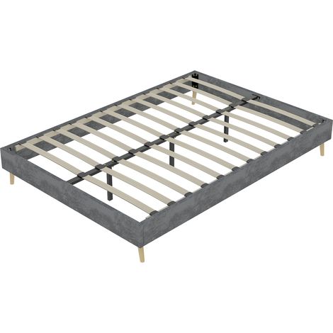 Estructura de cama moderna minimalista 140 x 200 cm gris de tela y metal (1/5)