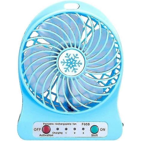 Mini ventilateur portable rechargeable, rafraîchisseur d'air, mini ventilateur de bureau, ventilateur portatif rechargeable USB bleu