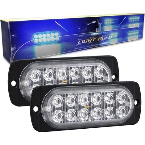 Stück 4,3 Zoll (11 cm) lange LED-Blitzlichtleiste mit 12 LEDs, 12 V/24 V, blinkende Rundumleuchte für Polizeianhänger, blau (1/5)