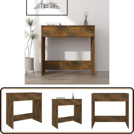 Bureau Chêne fumé 80x40x75 cm Bois d'ingénierie - Bureau En Bois - Bureau Design - Bureau Compact - Bureau Étudiant - Bureau Petit Espace (1/5)