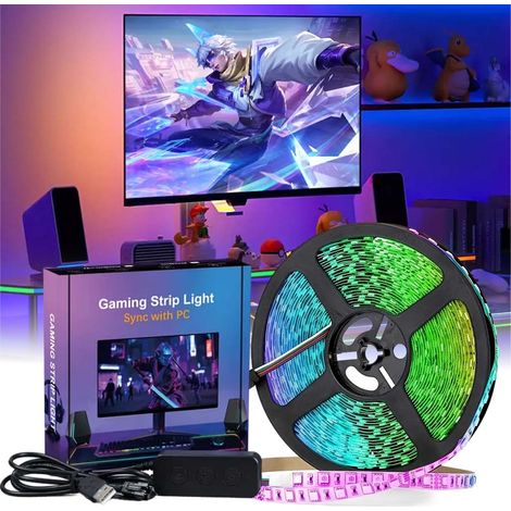 Bande lumineuse LED RGBIC PC SYNC pour écran d'ordinateur Ambilight 24
