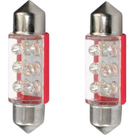2x ampoule navette LED rouge 12V 5W longueur 36mm led 6x3mm voiture remorque moto camion