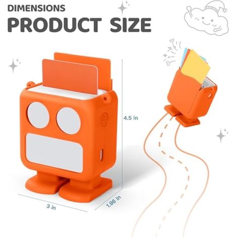 Étui en silicone orange à motif dessin animé pour Yoto Mini, avec emplacement pour carte et dragonne. (1/5)