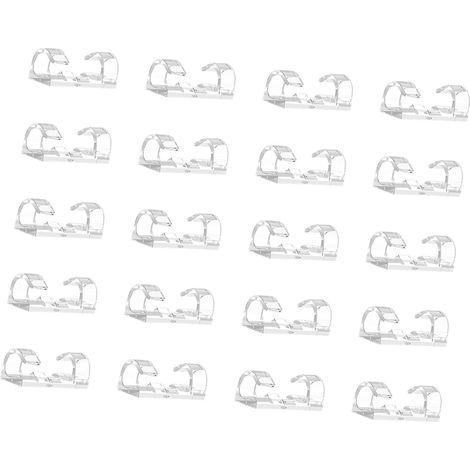 Lot de 20 clips adhésifs transparents pour câbles, rangement mural et organisateur de câbles (petit format). (1/5)