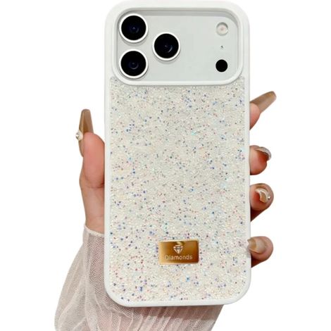 (Blanc, iPhone Air) Coque de téléphone luxueuse à couverture intégrale, effet zircon irisé et diamant couleur diamant (1/3)