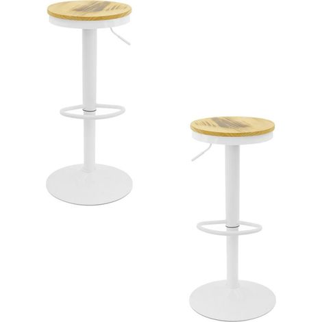 Packs Taburetes Altos - Pack 2 Taburetes Vikin Asiento Madera - Blanco (1/5)