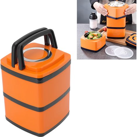 Isolierte Lunchbox aus Edelstahl 304, zwei quadratische Fächer, mehrlagige Lunchbox im japanischen Bento-Stil, vier Fächer, Doppelfach, 1,5 l (1/5)