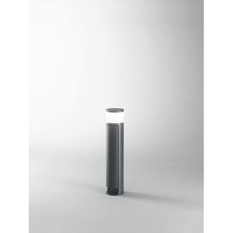 Poteau d'Extérieur en Aluminium Graphite avec Double Prise Schuko Intégrée, Diamètre 10,5 cm et Hauteur 48 cm, Protection IP44 de Marque Perenz (1/3)