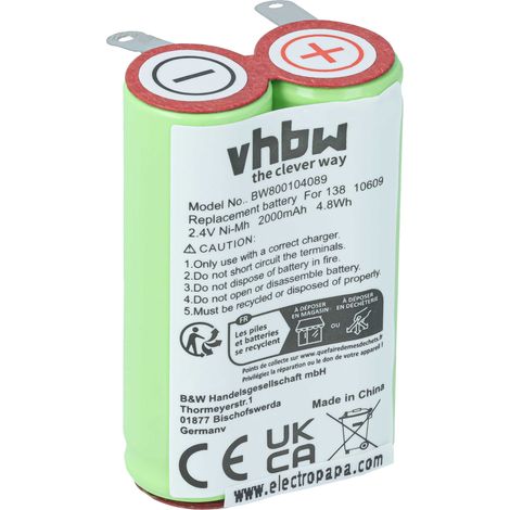 vhbw Batería compatible con Braun 8970  6522, 6525 afeitadora (2000 mAh, 2,4 V, NiMH) (1/5)
